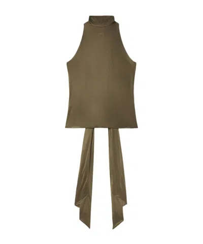OFF-WHITE DRAPED-DETAIL JERSEY TOP