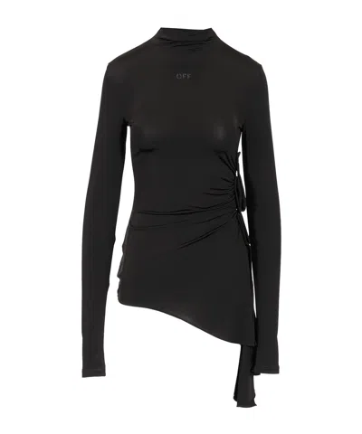 OFF-WHITE OFF-WHITE DRAPED HIGH NECK MINI DRESS