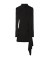 Off-white Draped Long-sleeved Mini Dress In Black