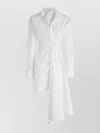 Off-white Draped Shirt Style Mini Dress In White