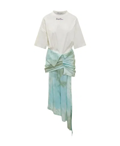 OFF-WHITE OFF-WHITE BOW-DETAILED TIE-DYED DRESS
