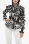 Off-white X-ray Chiffon Smocked Zip-front Shirt