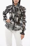 Off-white X-ray Chiffon Smocked Zip-front Shirt In Multi