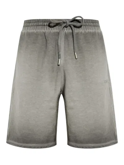 Off-white Drawstring Cotton Track Shorts In Gray