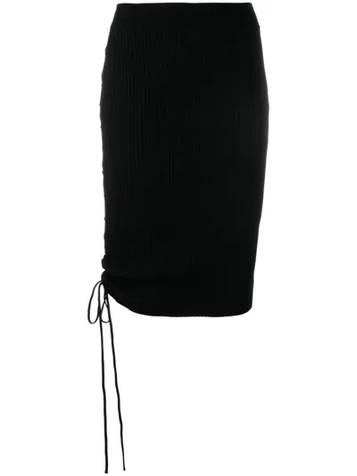 Off-white Drawstring-detailed Midi Skirt In Black