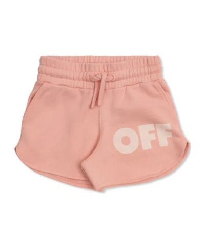 Off-white Drawstring Elastic Waist Shorts In Pink