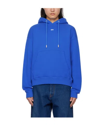 Off-white Drawstring Hooded Hoodie In Blue