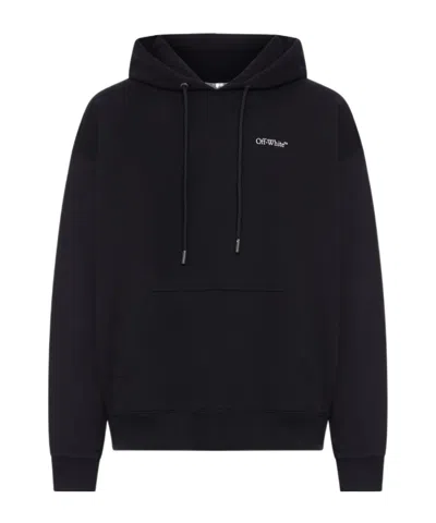 Off-white Half Arrows Graphic Pullover Hoodie With Drawstring Hood In Black