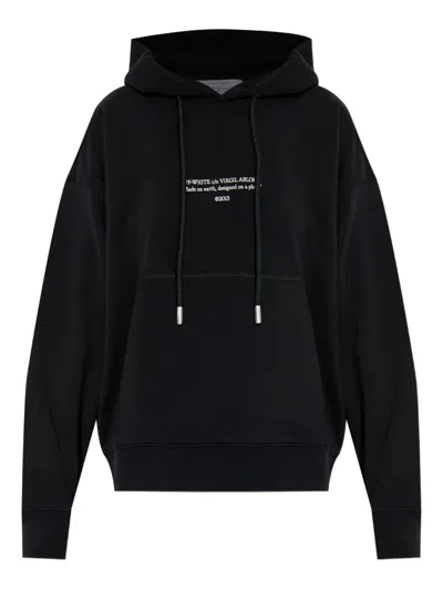 OFF-WHITE DRAWSTRING LOGO-DETAIL HOODIE