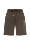 Off-white Arrow-print Cotton Track Shorts In Brown