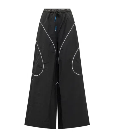 Off-white Drawstring Wide Leg Pants In Black