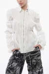 Off-white Ruched Zip-up Jacket In White
