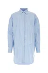 Off-white Embroidered Poplin Shirt Dress In Blue