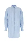 Off-white Embroidered Poplin Shirt Dress In Blue