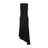Off-white Black Light Ribbed Embroidered 20s Long Dress In Black
