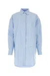 Off-white Embroidered Poplin Shirt Dress In Blue