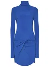 Off-white Twist-front Printed Jersey Mini Dress In Blue