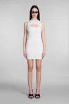 Off-white Ribbed Double-layer Mini Dress In Grey