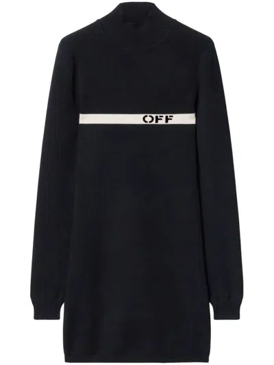 Off-white Dress With Logo In Black