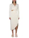 Off-white Ruffled Dress Featuring Cut-outs In White