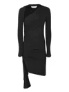 Off-white Mini Asymmetric Black Dress With Cut-out And Ruffle Detail In Viscose Stretch Woman