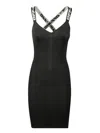 Off-white V-neck Midi Dresses In Black