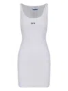 Off-white Fitted Ribbed Dress Scoop Neckline In Gray