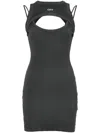 Off-white Layered Mini Dress With Cut Out Details In Grey