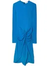 Off-white Off-stamp Twisted Crepe Long-sleeve Midi Dress In Nautical B