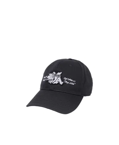 Off-white Drill Embroidered Cap In Black