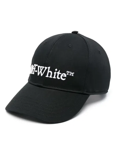 Off-white Drill Logo Cotton Baseball Cap In Black White (black)