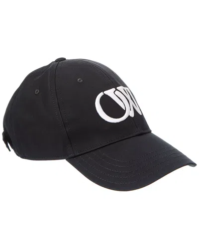 Off-white Cotton Baseball Cap Curved Visor In Black