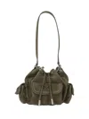Off-white Suede Bucket Bag Shoulder Strap In Green
