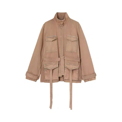 Pre-owned Off-white Dyed Denim Cargo Field Jacket 'brown' | Women's Size 40