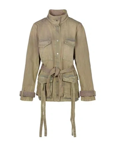 Off-white Dyed Denim Cargo Field Jacket Woman Denim Outerwear Brown Size 4 Cotton