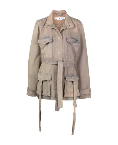 OFF-WHITE DYED DENIM CARGO FIELD JKT BROWN A NO CO