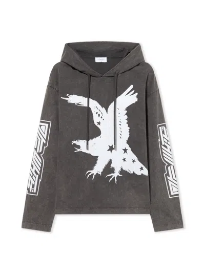Off-white Eagle 90s Hooded L/s Tee In Gray