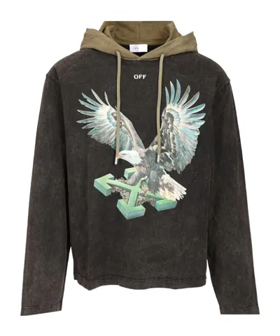Off-white Eagle Arrow Bicol Hoodie Tee Vintage Bla T-shirt Black
