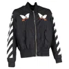 Off-white Eagle-embroidered Bomber Jacket In Black Polyamide