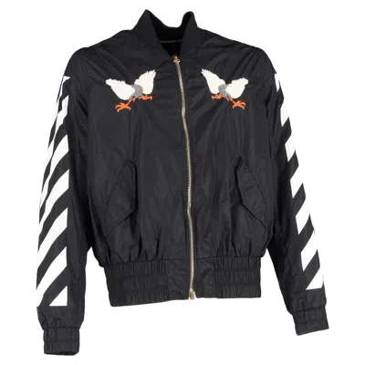 Off-white Eagle-embroidered Bomber Jacket In Black Polyamide