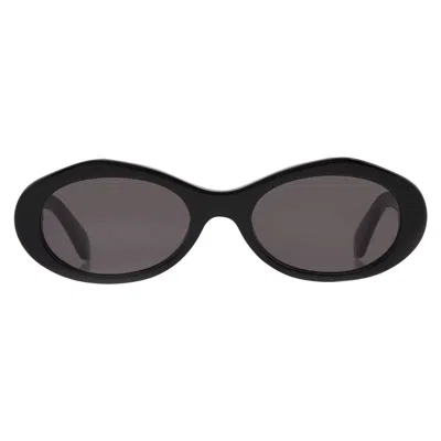 Off-white Edison Dark Grey Oval Men's Sunglasses Oeri13g 1007 55 In Black