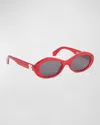Off-white Edison Oval Acetate Sunglasses In 2507 Red Dark Grey