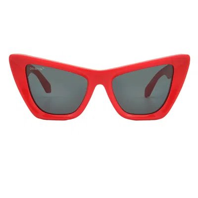 Off-white Edvard Dark Grey Cat Eye Ladies Sunglasses Oeri045 2507 In Red