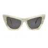 Off-white Edvard Grey Cat Eye Ladies Sunglasses Oeri045 0807 57 In Neutral