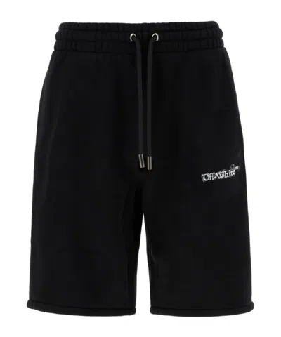 Off-white Logo Drawstring Track Shorts In Black