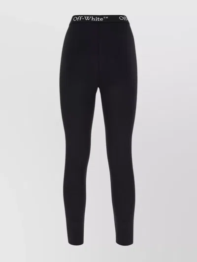 OFF-WHITE ELASTIC WAIST STRETCH NYLON LEGGINGS