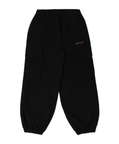 Off-white Elastic Waist Track Pants In Black