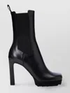 Off-white Calf Leather Sponge Heel Boots In Black