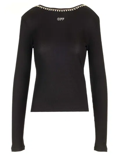 OFF-WHITE EMBELLISHED TOP KNITWEAR BLACK