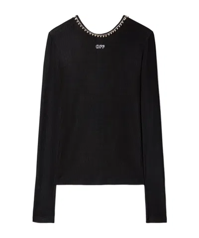 Off-white Embellished U-back Top In Black